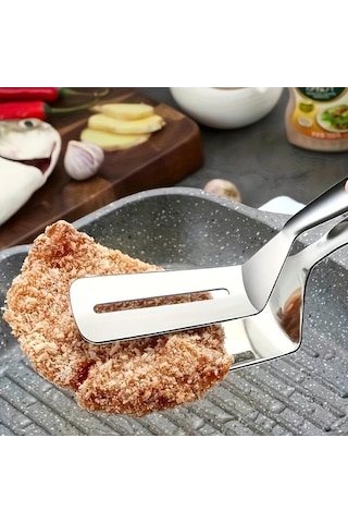 Trendooze Gaojunshop01 Gümüş Paslanmaz Çelik Spatula Seti Yapışmaz Maşalar Gümüş