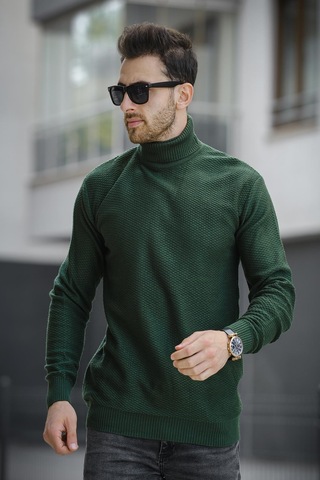 Oksit Seka 500 Slim Fit Petek Örgü Erkek Tam Balıkçı Kazak 001