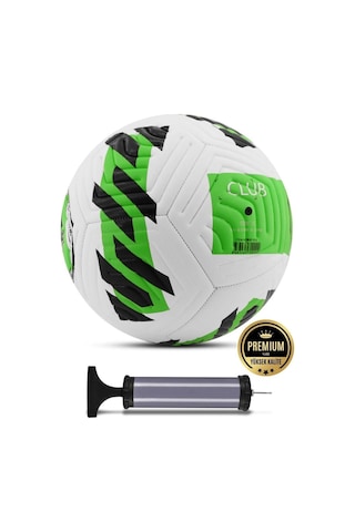 Yeşil Yeni Desenli Futbol Topu 4 Astarlı No:5 480 Gr + Pompa Hediyeli X507 Yeşil - Beyaz