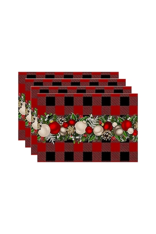 Xiaaokeji Adet Noel Ağaçları Kar Pembe Noel Amerikan Servisleri Kış Masa Örtüleri E Kırmızı