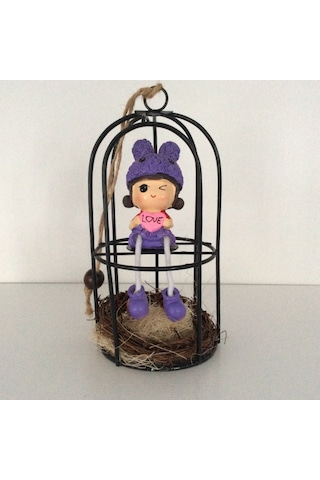 Kafeste Oturan Kız Biblo Mor Diğer