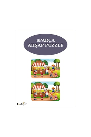 Montessori 6 Parça Ahşap Puzzle 3 4 Yaş Eğitsel Zeka Oyuncağı, El Göz Koordinasyonu Geliştirir