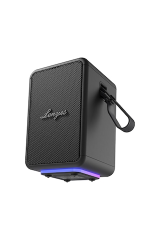 Lenyes S874 Su Geçirmez Özellikli Rgb Işıklı Askılı Taşınabilir Tws Bluetooth Hoparlör V5.3 Siyah