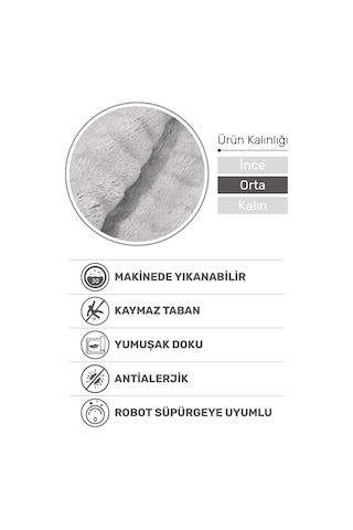 Puffy Bubble Gri Peluş Halı Ve Yolluk Yıkanabilir, Ekstra Yumuşak, Kaymaz, Dökülme Yapmaz