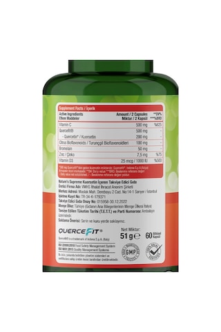 Nature's Supreme Quercetin Complex 60 Kapsül