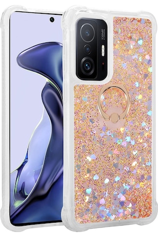 Xiaomi Uyumlu Mi 11t 5g Kılıf Zore Simli Sıvılı Yüzüklü Milce Kapak
