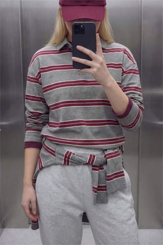 Defacto Loose Fıt Çizgili Sweatshirt G9469ax26spgr256 Gri-gr256