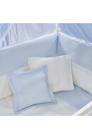 Meltem Kids Mondo İncili Mavi Pamuklu Bebek Uyku Seti 60 x 120 CM Mavi
