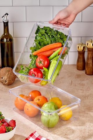 2 Li Kapaklı Buzdolabı Organizeri & Buzdolabı Düzenleyici 4,5 Lt