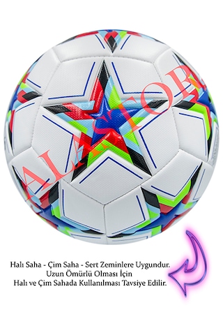Futbol Topu Şampiyonlar Ligi Pompalı 3'lü Set Sert Zemin Kırmızı - Mavi
