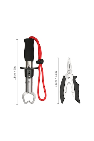 Lemestar Stahl Fischzange Set: Hak Entfernen, Draht Schneiden, Fisch Greifen Schwarz Greifer + Messer