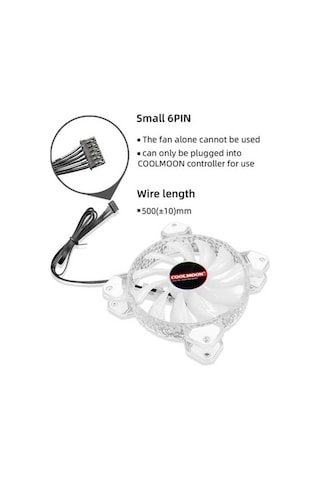 Coolmoon 12cm Rgb P Kasa Fanı Kristal Elmas Yüzey - 6pin Soğutucu Fan Kontrolcü Olmadan Çalışmaz