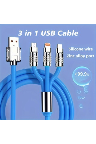 3'ü 1 Arada Renkli 15w Usb Type-c Şarj Kablosu Diğer