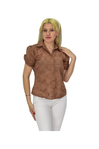 Kadın Brodeli Kısa Kol Bluz Bgl-st0371 001