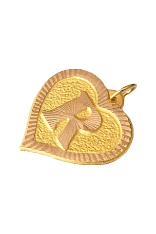 0.25 Gram 14 Ayar R Harfi Kalp Kolye Ucu