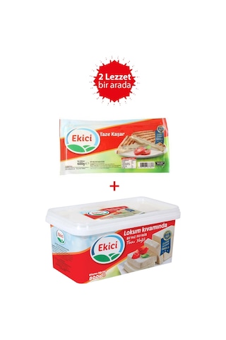 Ekici Tam Yağlı Lokum Kıvamında Beyaz Peynir 800 G + Ekici Taze Kaşar Peyniri 600 Gr 2'li Lezzet Paketi