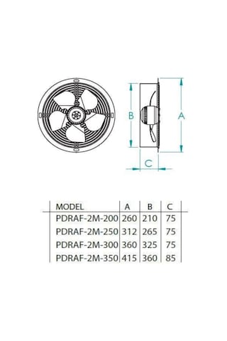 Fanexfan Dıştan Rotorlu Aksiyal Aspiratör Pdraf-2m-300