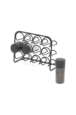 TEKNOTEL METAL 12'LÜ TUZLUK BAHARATLIK STANDI MAT SİYAH MG027