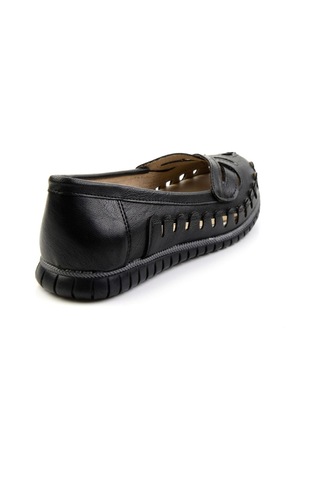 Bambi Siyah Leather Kadın Babet K01140005103 Siyah