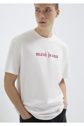 Mavi - Mavi Jeans Baskılı Ekru Tişört 0613201-70057 Ekru