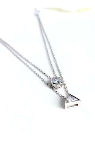 Baget Işıltılı Modern So Tasarım Kadın Gümüş Kolye