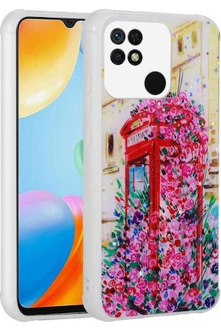 Xiaomi Poco C40 Kılıf Simli Desenli Kamera Korumalı Parlak Zore Popy Kapak Kulübe