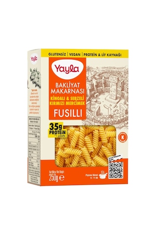 Glutensiz Kinoalı Ve Sebzeli Kırmızı Mercimek Fusilli Bakliyat Makarnası 250 G