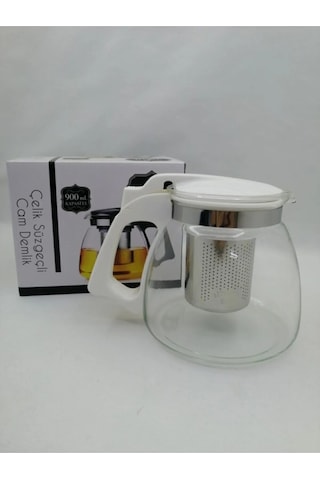 Çelik Süzgeçli Cam Demlik 900 Ml. Royaleks-8882 Asorti