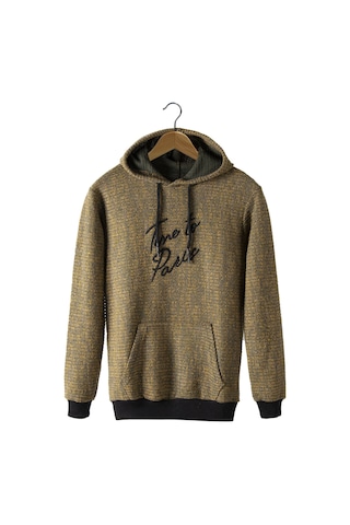 Erkek Sarı Kapşonlu Kanguru Cepli Sweatshirt Vavn21k-6300106 Sarı