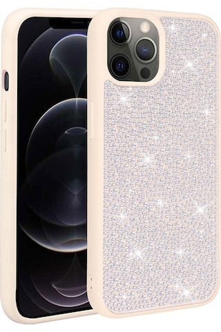 Apple iPhone Uyumlu 14 Pro Max Parlak Taşlı Tasarım Csm Zore Ston Kılıf beyaz
