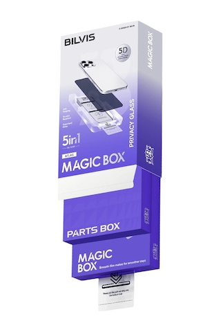 Mey İthalat Apple Uyumlu iPhone 14 Pro Max Bilvis 5in1 5d Magic Hayalet Cam Ekran Koruyucu - Siyah