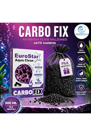Euro Star - Carbo Fix - Akvaryum Filtre Malzemesi - Aktif Karbon - Üstün Temizlik Gücü - 500 Ml - File Hediyeli