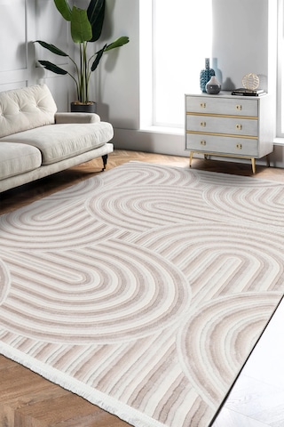 Volora Halı Koleksiyonu Yumuşak Dokulu, Modern İnce Form, Tozumaz Ve Kolay Temizlenebilir Krem - Bej