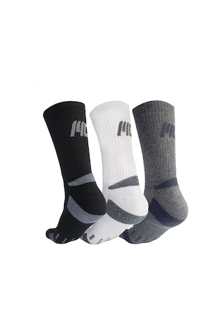 MuscleCloth Stay Fresh Uzun Çorap 3'Lü Paket Gri Beyaz Siyah Çok Renkli