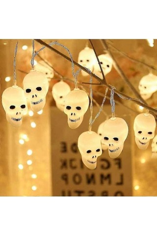 Opulentliving Yaju Sevimli Kafatası Led Işık Dizisi, Cadılar Bayramı Çok Renkli Dekorasyonu 3m Çok Renkli