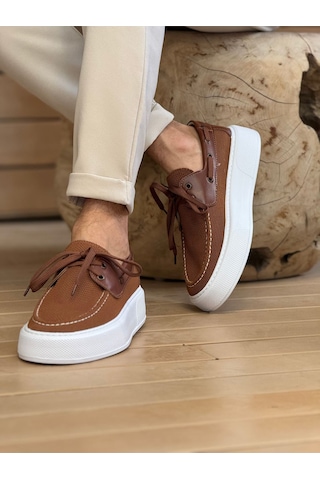 Roof Atelier Erkek Kahve Triko Kalın Taban Loafer Ayakkabı - 2602 - Triko Kahve