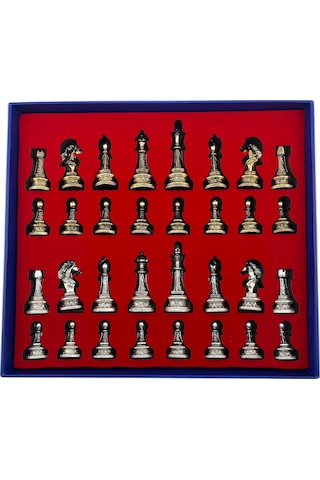 Sadece Satranç Taşı İsteyene Gifthome Premium Battal Boy Metal İşlemeli Klasik Satranç Taşı