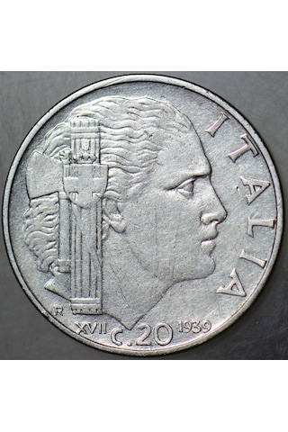 İtalya 20 Centesımı 1939 Xvıı. Km 75d.