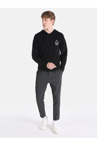 Colin's Colins Regular Fit Baskılı Kapüşonlu Siyah Erkek Kazak Cl1065585 Siyah