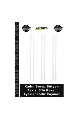 Carlburn Kadın Beyaz Sütyen Askısı 3'lü Paket Ayarlanabilir Kaymaz Kıyafet Eşyası Kolay Kullanım Günlük Model Beyaz-3