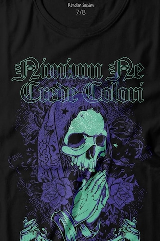 Kendim Seçtim Skull Kurukafa Renkler Latince Urban Street Culture Wear Sokak Baskılı Tişört Çocuk T-shirt 001
