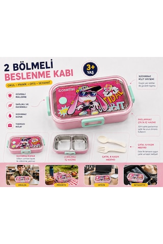 Muzeko Pembe 885 Okul Beslenme Kabı Paslanmaz Çelik Sızdırmaz Kaşıklı Yemek Kabı Taşınabilir Diyet Beslenme Kabı Pembe 885 1000ml Açık Pembe
