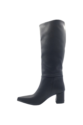 Melen Shoes Elegia Siyah Suni Deri Rahat Kadın Topuklu Çizme Siyah