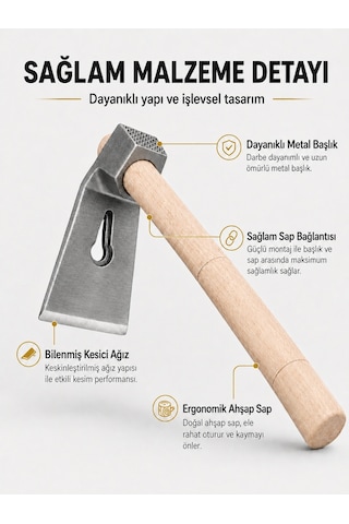 500 Gr Çelik Keser Dayanıklı Çift Yönlü Ahşap Saplı Ergonomik