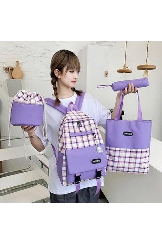 High Quality Shoe Bag Letaotao Ortaokul Öğrencileri Ve Ortaokul Öğrencileri Renk Uyumu 2020 Yeni Büyük Kapasiteli Kadın Okul Çantaları Japonya Ve Güney Kore Dört Parçalı Çok Katmanlı Sırt Çantası Yurt D 8oply1 Koyu Mor