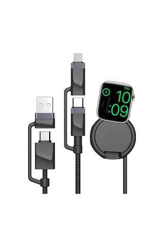 Apple Uyumlu iOS Watch Çoklu Şarj Kablosu 4in1 Süper Hızlı Şarj 60w Usb'den Type-c'/lightning'e Type-c'den Type