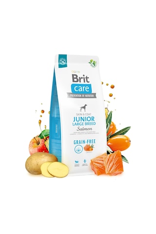 Care Junior Large Breed, Deri Ve Tüy Hassasiyeti Olan Büyük Irk - Genç Köpekler İçin, Tahılsız, Somon Balıklı