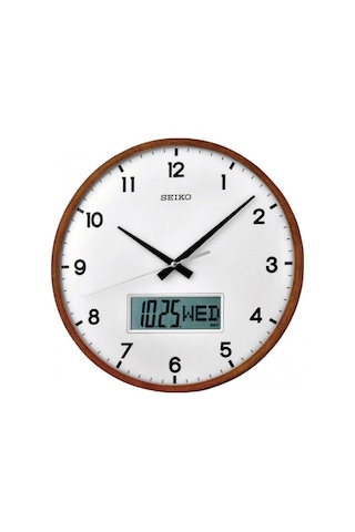 Seiko Clock Qxl008b Akçaağaç Ahşap Kasa Dijital Takvimli Duvar Saati Kahverengi