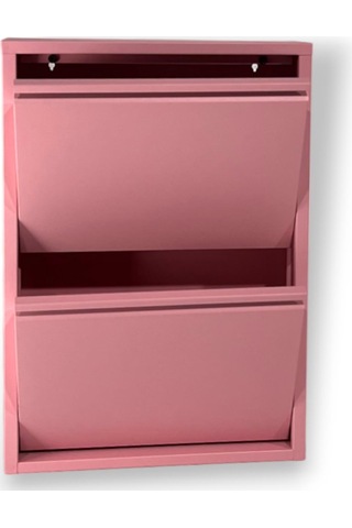 Gowoll 2 Raflı Metal Ayakkabılık Pembe Ayakkabı Rafı Metal Ayakkabı Dolabı