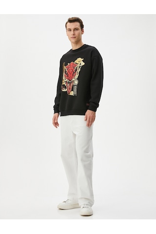 Koton House Of The Dragon Oversize Sweatshirt Lisanslı Baskılı Siyah 4wam70381mk Siyah